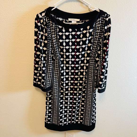 Laundry by Design Dress Black White Houndstooth Print Career Cocktail - Picture 1 of 6